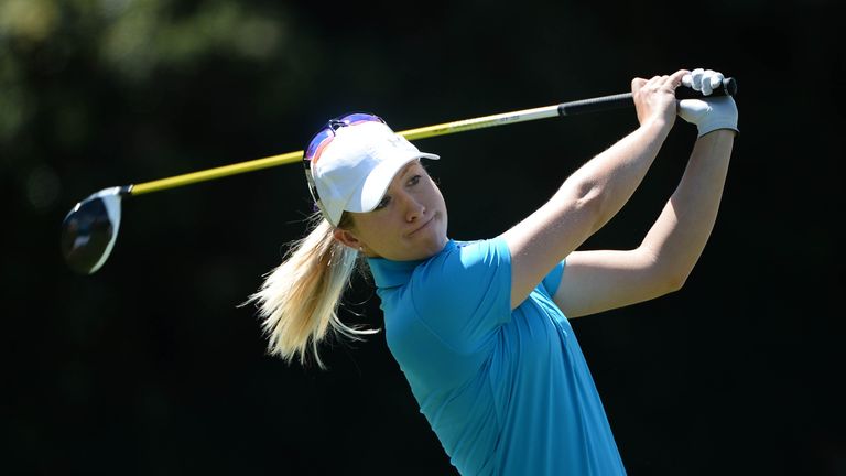 Jodi Ewart Shadoff of England tees off the 2nd hole during Round Two of the KIA Classic in California