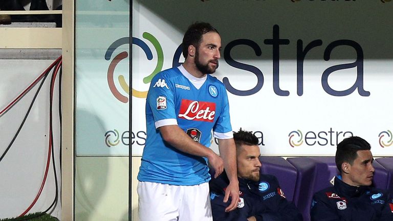 Higuain has often reacted angrily to being substituted in games by Napoli manager Maurizio Sarri