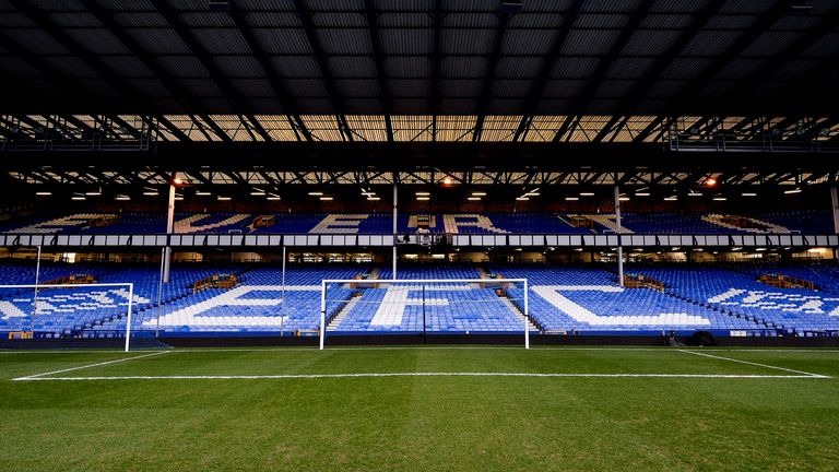 An early morning view of the Gladys Street stand ahead of the Barclays Premier League match between Everton and Arsenal at Goodison Park on March 19