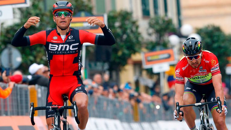 Greg Van Avermaet wins stage six of the 2016 Tirreno-Adriatico ahead of Peter Sagan