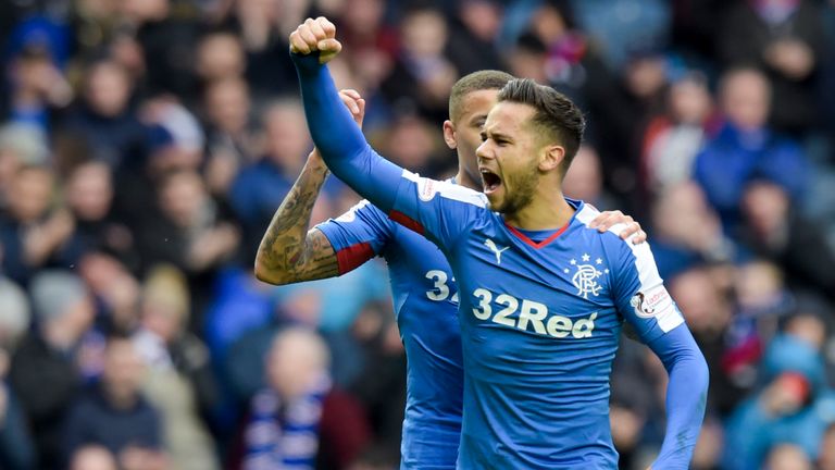 Rangers' Harry Forrester celebrates his goal against Queen of the South