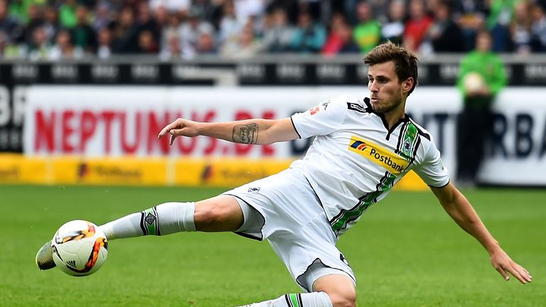 Havard Nordtveit of Moenchengladbach scores his teams first goalduring the Bundesliga match between Borussia Moenchengladbach and VfL Wolfsburg