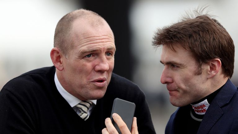 Mike Tindall and Tom Scudamore talk at the track