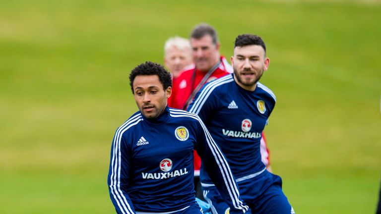 Ikechi Anya during a Scotland training session