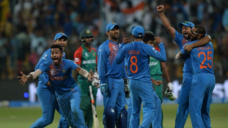 India celebrate a sensational comeback win in Bangalore