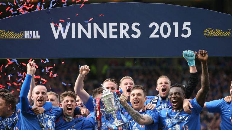 GLASGOW, SCOTLAND - MAY 30:  Inverness players lift the cup as they celebrate their victory in the William Hill Scottish Cup Final match between Falkirk an