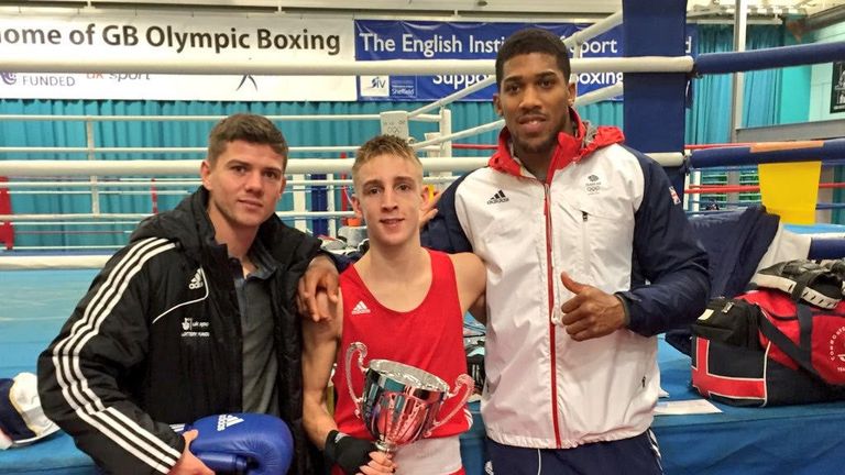Luke Campbell (left) and Joshua supporting Jack at the GB championships in 2015