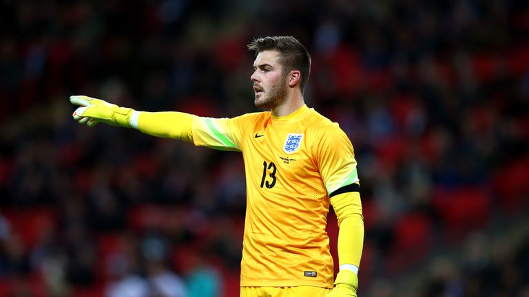 Jack Butland of England gestures during the International Friendly match between England and France at Wembley Stadium on November 17, 2015