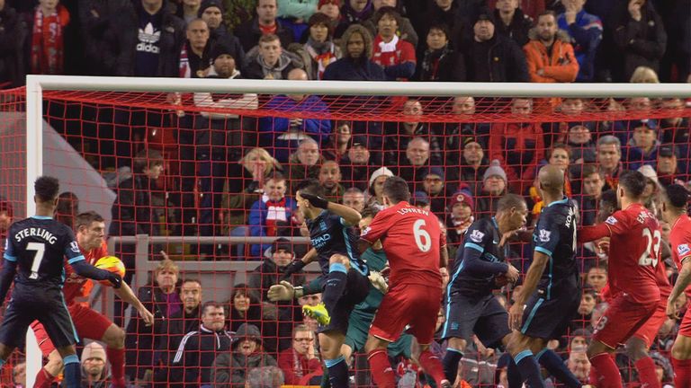 James Milner did not appear to handball Augero's header off the line