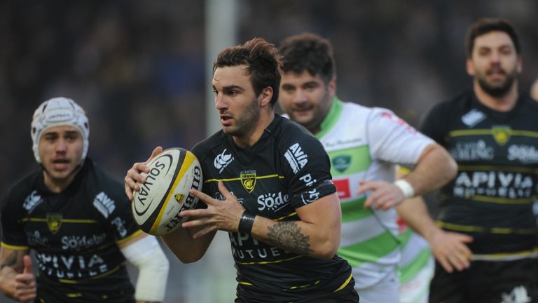 Jean-Pascal Barraque runs with the ball during the Top 14 match La Rochelle vs Pau on March 12, 2016 at the Marcel Deflandre stadium