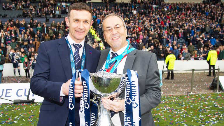 Ross County boss Jim McIntyre (L) with chairman Roy McGregor at Hampden