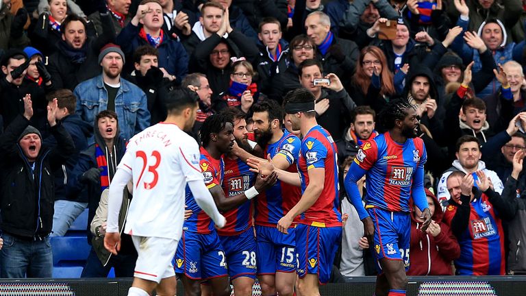 Crystal Palace's Joe Ledley celebrates scoring his side's first goal of the game 