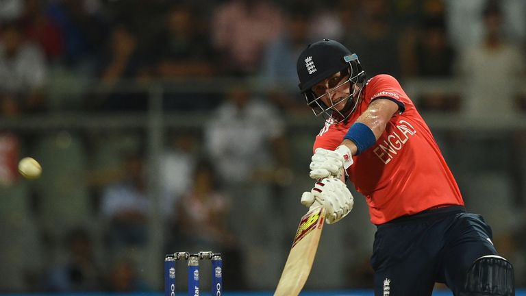 England's Joe Root hits a boundary