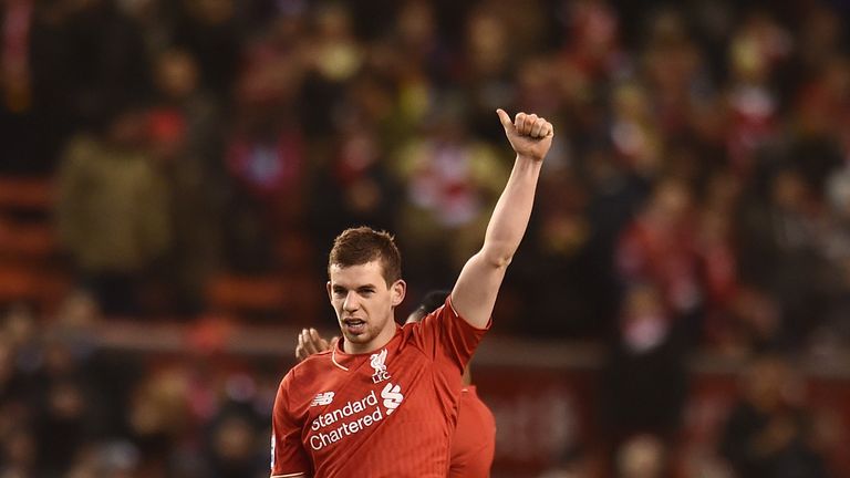 Jon Flanagan celebrates after Liverpool's 3-0 victory over Manchester City