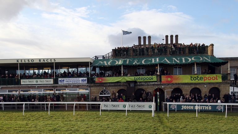 General views of the main stand at Kelso racecourse