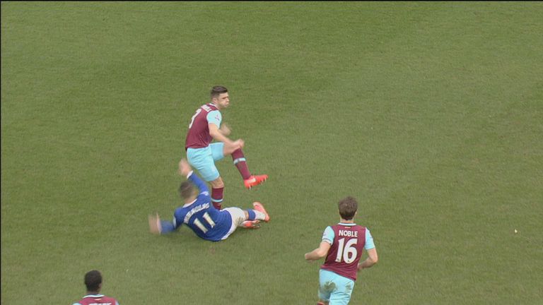 Kevin Mirallas was sent off after receiving a second yellow for a foul on Aaron Cresswell