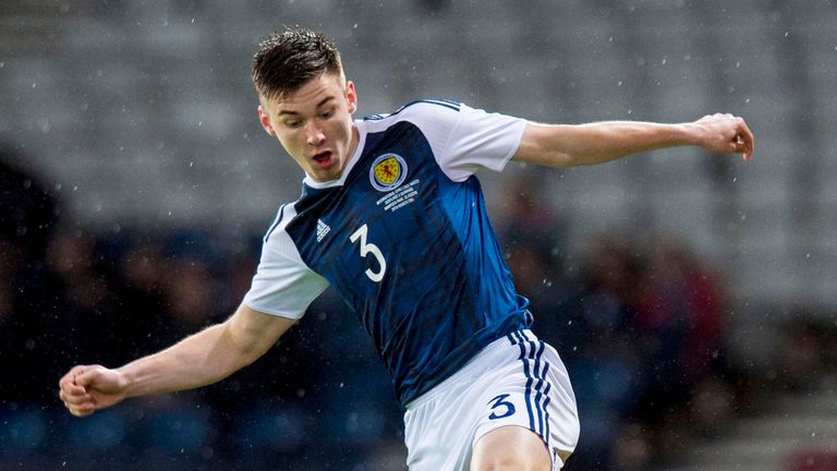 Kieran Tierney in action for Scotland 