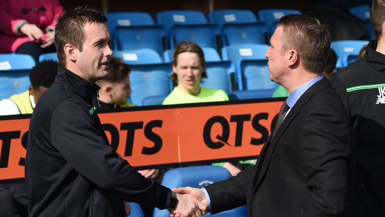Kilmarnock manager Lee Clark welcomes Celtic counterpart Ronny Deila to Rugby Park