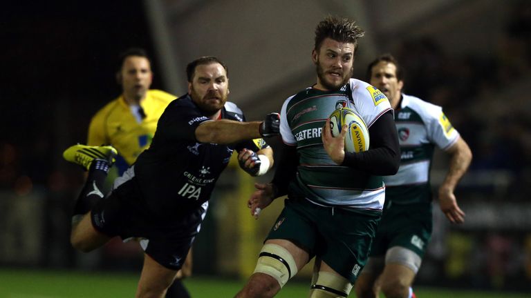 Laurence Pearce on the charge for Leicester