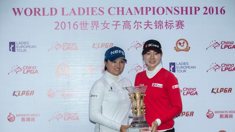 Jung Min Lee makes it a double as she and Jin Young Ko celebrate victory in the team competition