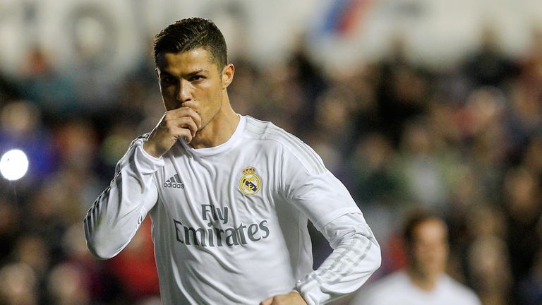 Cristiano Ronaldo celebrates after opening the scoring against Levante
