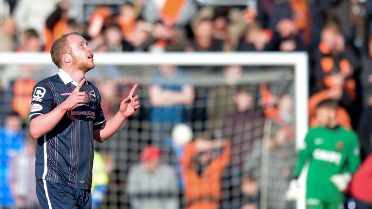 Liam Boyce celebrates after scoring Ross County's first goal