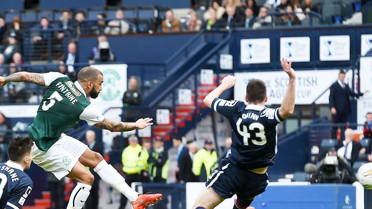 Liam Fontaine scores Hibernian's equaliser at Hampden against Ross County