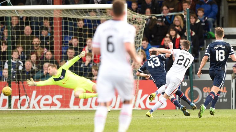 Liam Polworth (second from right) opens the scoring for Inverness against Ross County