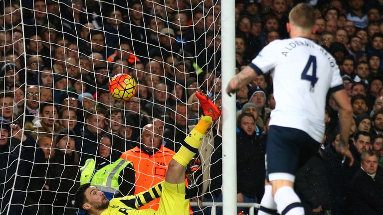 Tottenham goalkeeper Hugo Lloris is beaten by West Ham's Michail Antonio (not pictured) for the opening goal