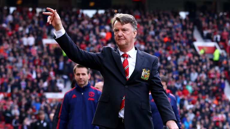 Louis van Gaal manager of Manchester United waves to the crowd prior to the Emirates FA Cup sixth round match between Manchester United and West Ham