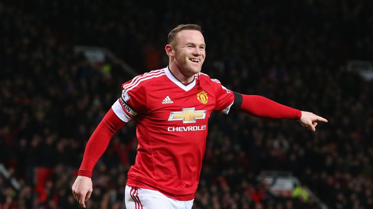 MANCHESTER, ENGLAND - FEBRUARY 02:  Wayne Rooney of Manchester United celebrates scoring his team's third goal during the Barclays Premier League match bet