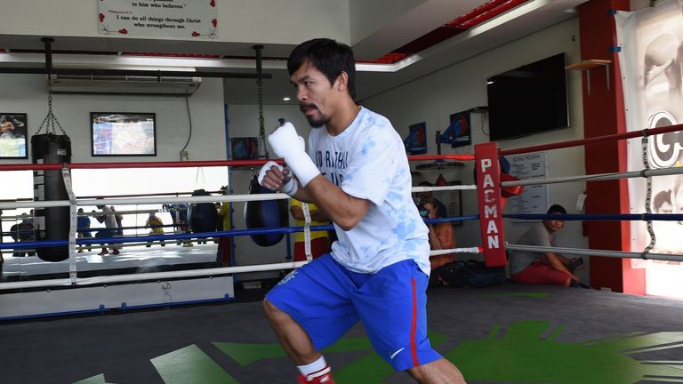 This photo taken on February 15, 2016 shows Philippine boxing icon Manny Pacquiao