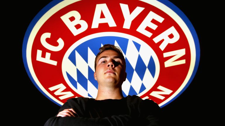 MUNICH, GERMANY - NOVEMBER 22:  FC Bayern Muenchen player Mario Goetze poses during his visit at the FC Bayern 