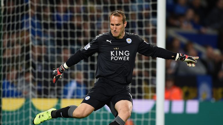 Leicester City goalkeeper Mark Schwarzer in action during the Capital One Cup Third Round match with West Ham