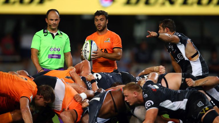 Martin Landajo of the Jaguares during the 2016 Super Rugby match between Sharks and Jaguares