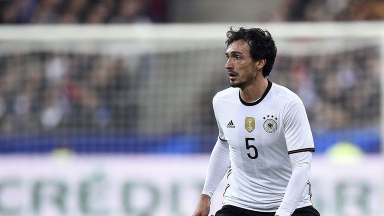 Germany defender Mats Hummels controls the ball