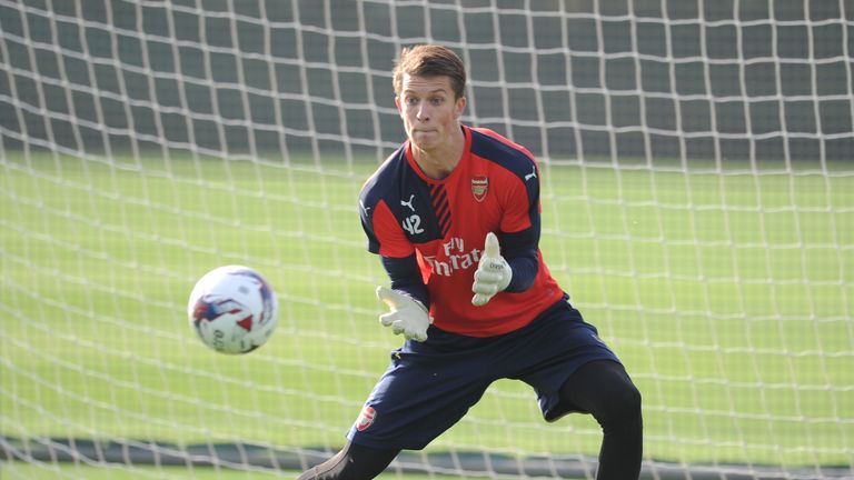 Matt Macey of Arsenal during a training session at London Colney