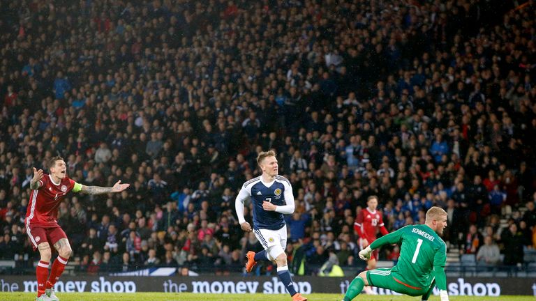 Scotland's Matt Ritchie scores his side's first goal of the game during an International Friendly at Hampden Park, Glasgow