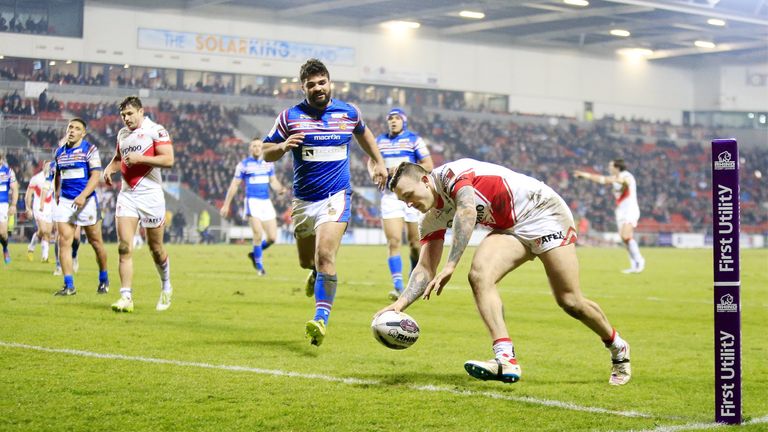 St Helens Try scorer Matty Dawson