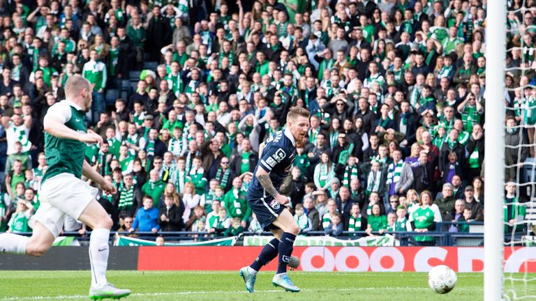 Michael Gardyne scores the opening goal in Ross County's 2-1 victory over Hibernian
