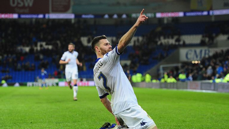 Micro Antenucci of Leeds United celebrates 