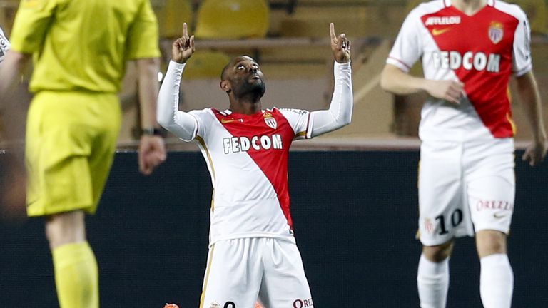 Monaco's Brazilian forward Vagner Love celebrates after scoring a goal during the