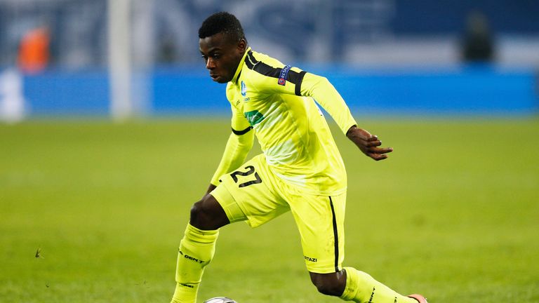 GENT, BELGIUM - FEBRUARY 17:  Moses Daddy-Ajala Simon of Gent in action during the UEFA Champions League round of 16, first leg match between KAA Gent and 