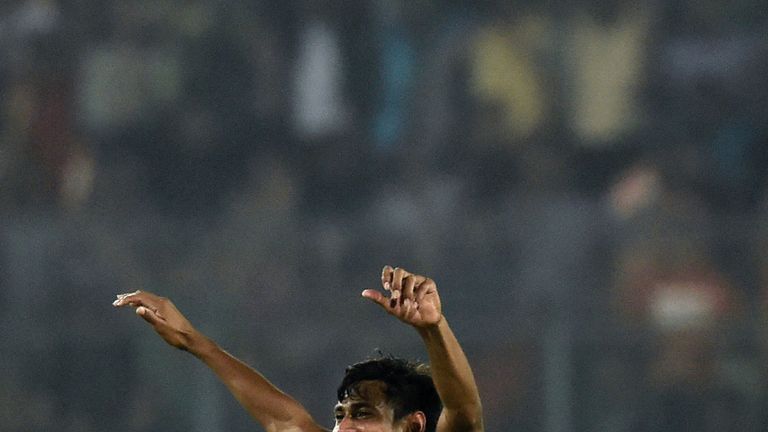 Bangladesh's Mustafizur Rahman successfully appeals for a Leg Before Wicket (LBW) decision against Sri Lanka's 