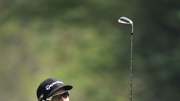NEW DELHI, INDIA - MARCH 18:  Nacho Elvira of Spain plays a shot during the second round of the Hero Indian Open at Delhi Golf Club on March 18, 2016 in Ne