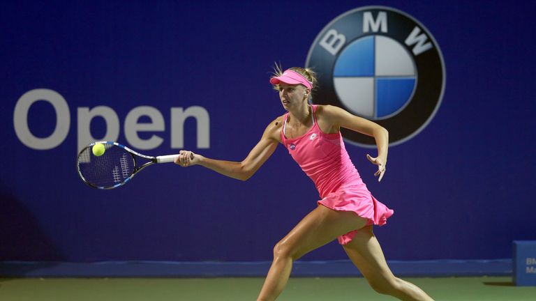 Naomi Broady plays a shot during her victory over Sabine Lisicki in the quarter-finals of the Malaysian Open