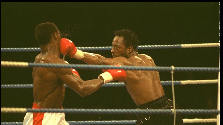 Nigel Benn (R) lost the first fight via ninth-round stoppage