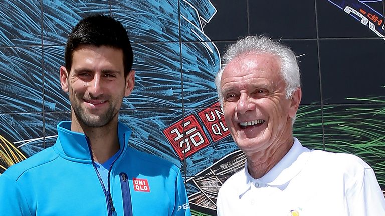 Novak Djokovic and BNP Paribas Open CEO Raymond Moore