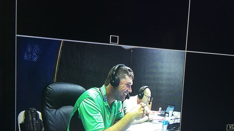 Padraig Harrington enjoys a chuckle at his answer when he joined us in the commentary box