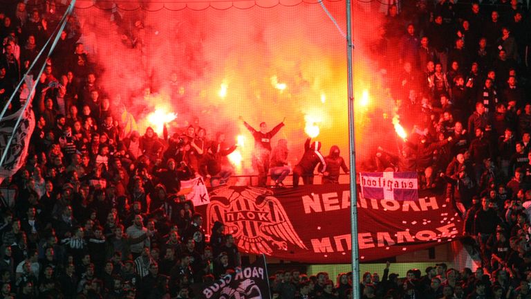 Violence halts Greek Cup clash between PAOK and Olympiakos | News | Sky Sports
